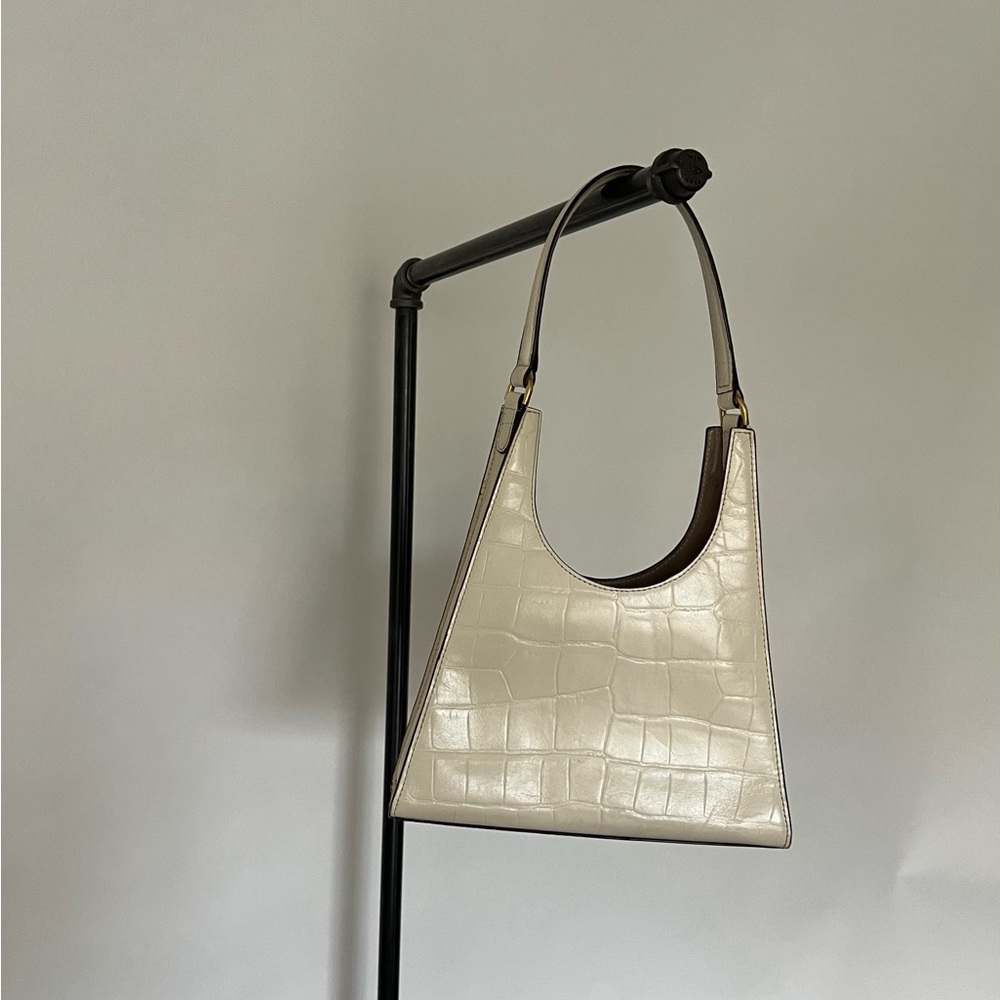 Staud - Rey Cream Croc-Embossed Women's Bag